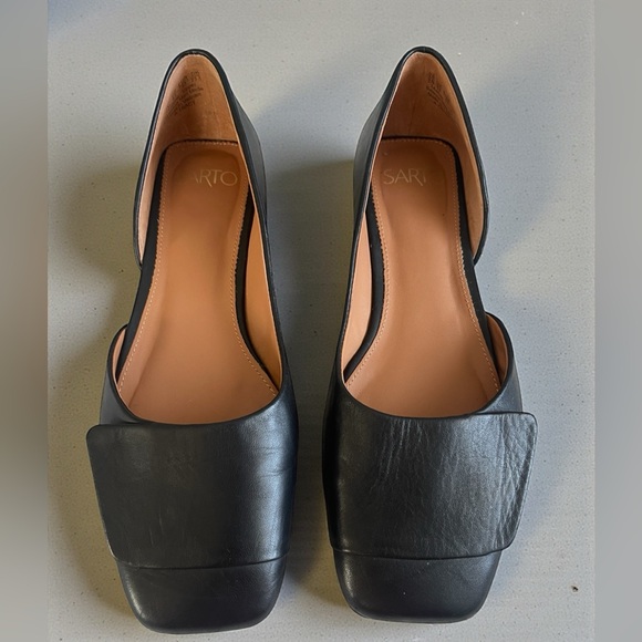 Franco Sarto Tracy Flat Black Leather Square Toe D’Orsay Size 9 - Picture 6 of 6